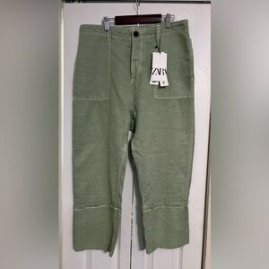 Zara Sage Green Casual Pants